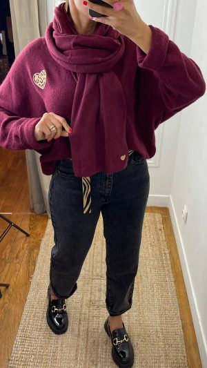 Écharpe coeur brodé