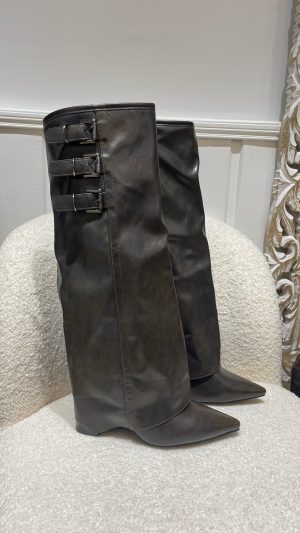 Bottes guêtres marrons à talons