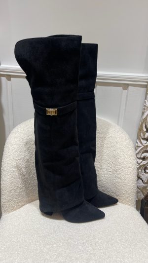 Cuissardes guêtres à talons en suédine