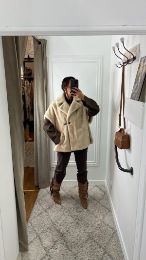 Manteau sans manche fausse fourrure