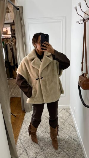 Manteau sans manche fausse fourrure