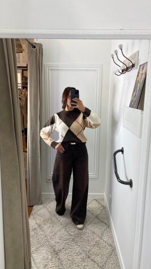 Pull en laine à carreaux