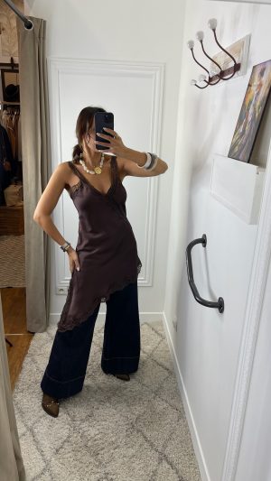 Robe nuisette asymétrique marron