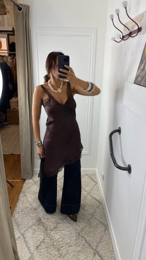 Robe nuisette asymétrique marron