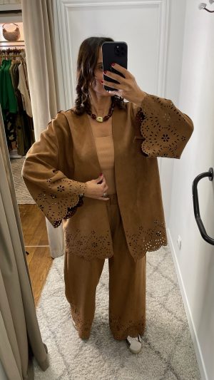 Gilet suédine camel