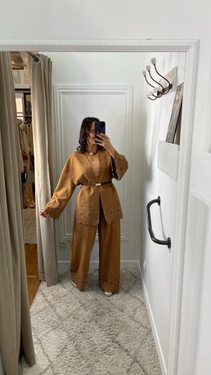 Pantalon suédine camel