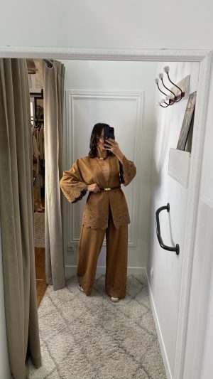 Gilet suédine camel